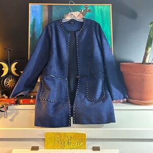 Chic Blue Studded Women's Blazer Medium